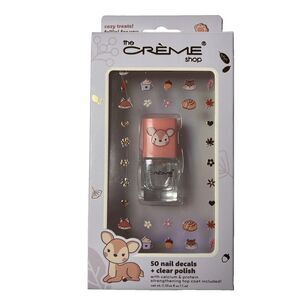 The Crème Shop Nail Sticker Cozy Treats Easy Apply 50 Nail Decals + Clear Polish